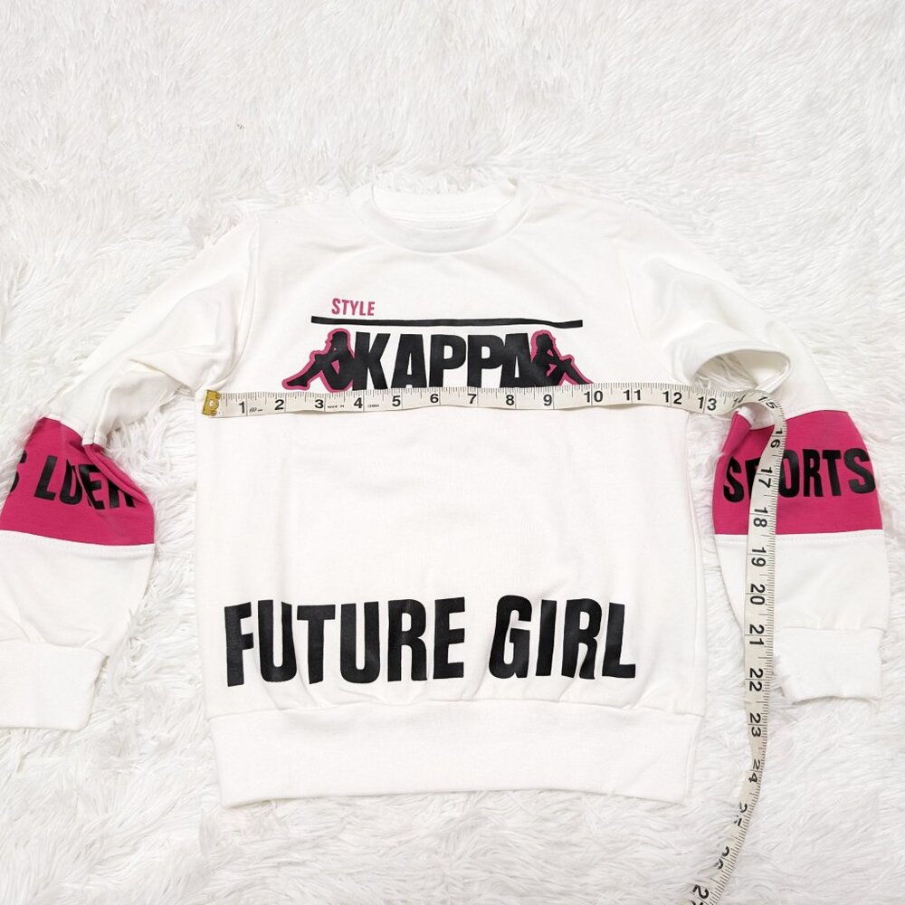 Kappa Girls Crew Neck White Pullover Loopknit Long Sleeve Sweatshirt NWOT - Picture 4 of 11